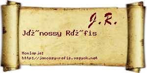 Jánossy Ráfis névjegykártya